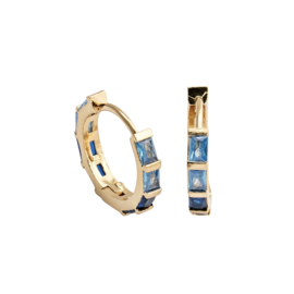 Vertical Blue Zircon Hoops Gold Plated