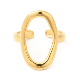 Open Oval Ring - Stainless Steel Goud