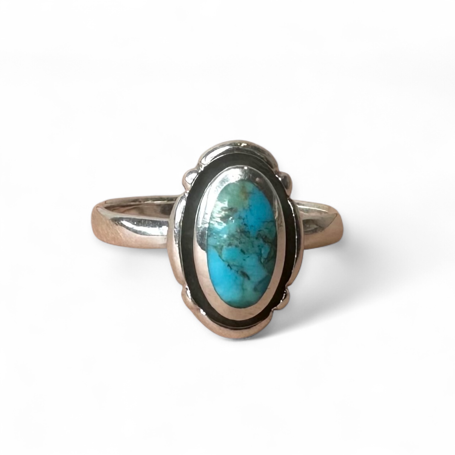 Native Mohave Turquoise Ring Sterling Silver