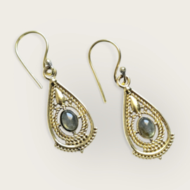 Boho Labradorite Earrings Brass