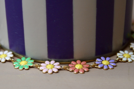 Multi Color Daisy Charm Necklace Gold Plated
