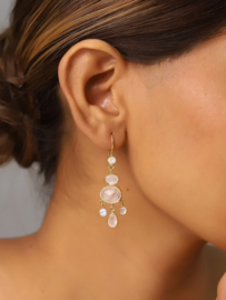 Thane Long Moonstone Earrings Gold Vermeil