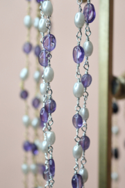 Parel en Amethist Amaya Ketting - Silver Plated