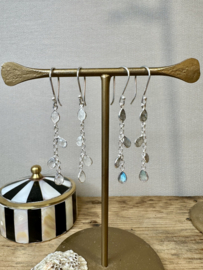 Labradorite Sterling Silver Chain Earrings / Edelsteen Oorbellen