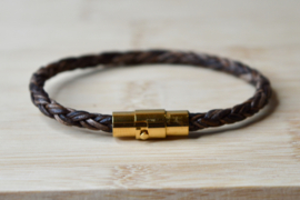 Kaveri Braid Leather Bracelet Vintage Dark Brown