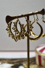 Lotus Hoop Earrings Brass