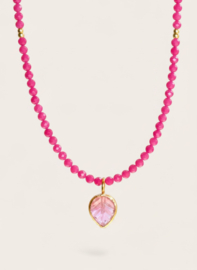 Robijn en Roze Toermalijn Ketting - Gold Vermeil