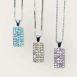 Zircon Tablet Necklace / Sterling Silver Ketting