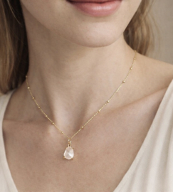 Grijs Agaat Amora Ketting - Gold Plated