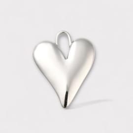 Groot Hart Bedel RVS Zilver