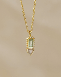 Prenite & Peach Moonstone Duo Necklace Gold Vermeil / Muja Juma
