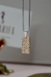 Zircon Tablet Necklace / Sterling Silver Ketting