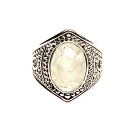 Faceted Moonstone Ring Sterling Silver