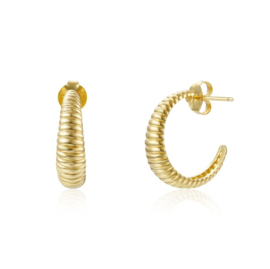 Striped Half Hoop Studs Gold Vermeil Oorstekers