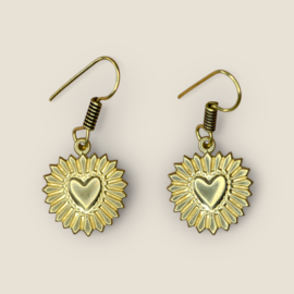 Shining Heart Earrings Brass