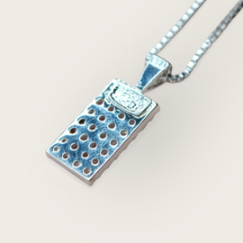 Zircon Tablet Necklace / Sterling Silver Ketting