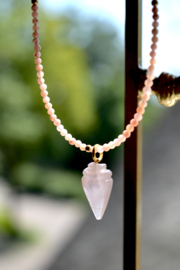 Roze Opaal en Rozenkwarts Schelp Ketting - Gold Vermeil