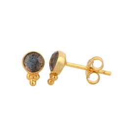 Labradorite 3-Dots Studs Gold Vermeil Oorstekers