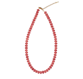 Pink Jade Necklace Gold