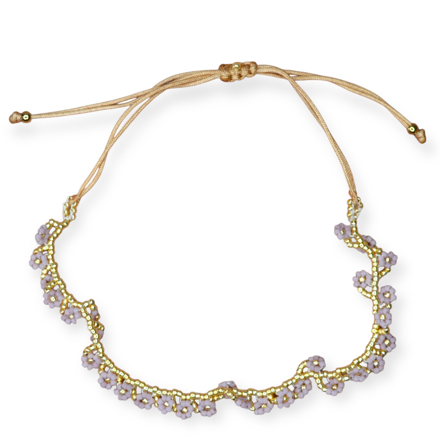 Beaded Multi Flowers Bracelet/ Anklet  Lilac Wine