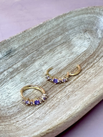 Lila Zircon Hoops - Gold Plated