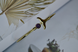 Whale Tail Amethyst Bangle Brass