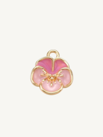 Roze Viooltje Bedel - Gold Plated