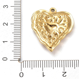 Hart Bedel Gehamerd RVS Gold Plated