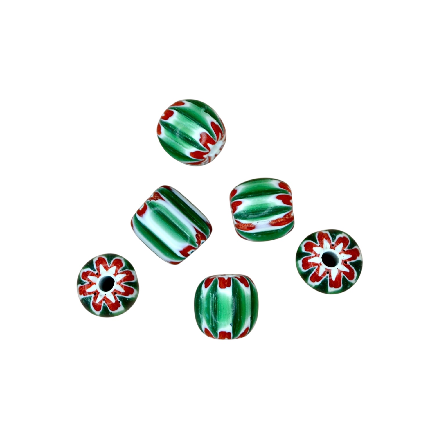 Nepalees Lampwork Kraal Rond Groen (1x)