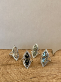 Labradorite 2-Stone Ring Sterling Silver