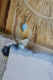 Drop Shaped Larimar Pendant / Sterling Silver