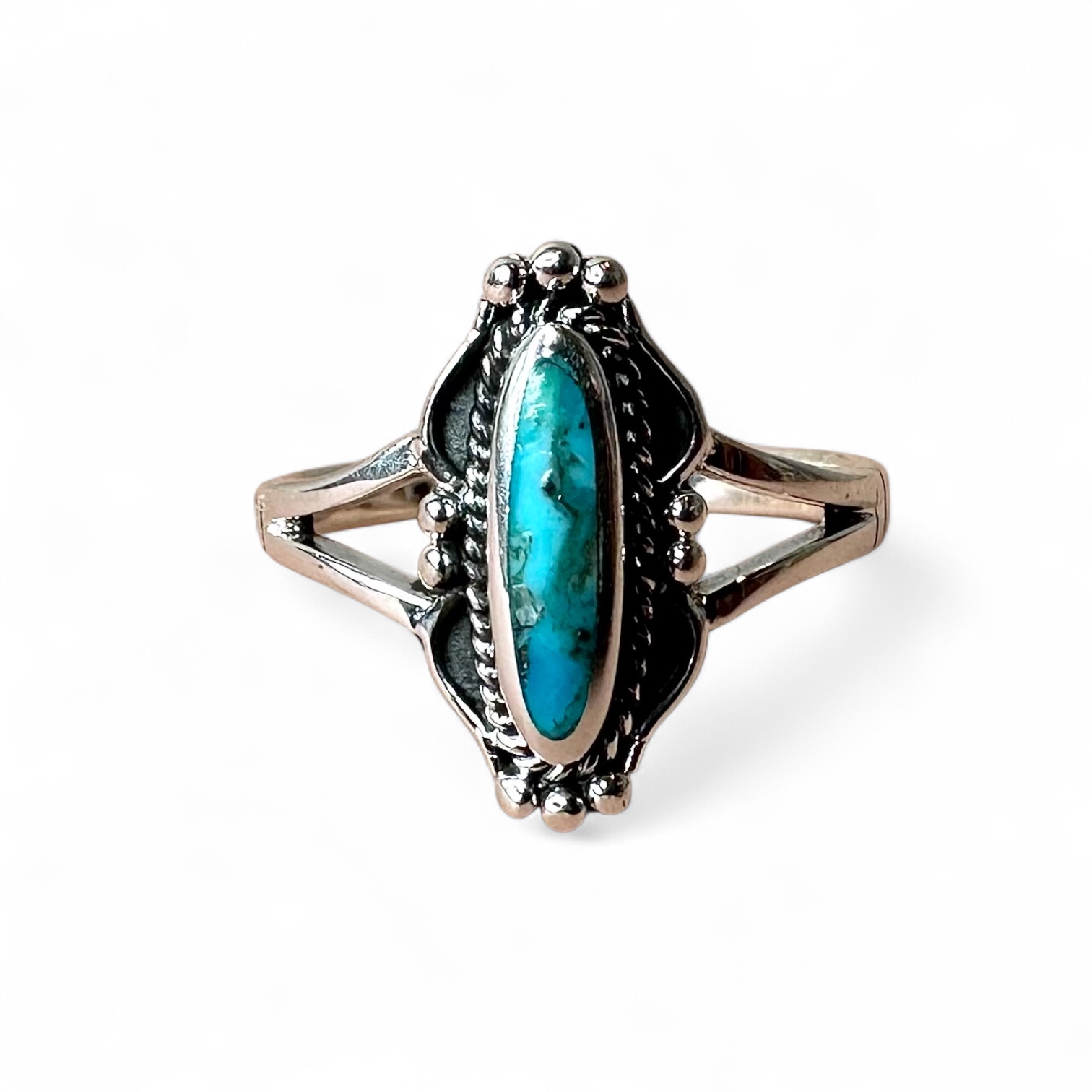 Native Mohave Turquoise Ring Sterling Silver