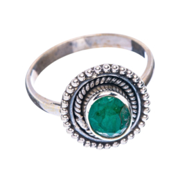Green Sillimanite Dotted Oval Ring Sterling Silver
