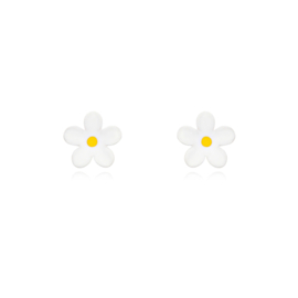 White Flower Studs Gold Vermeil
