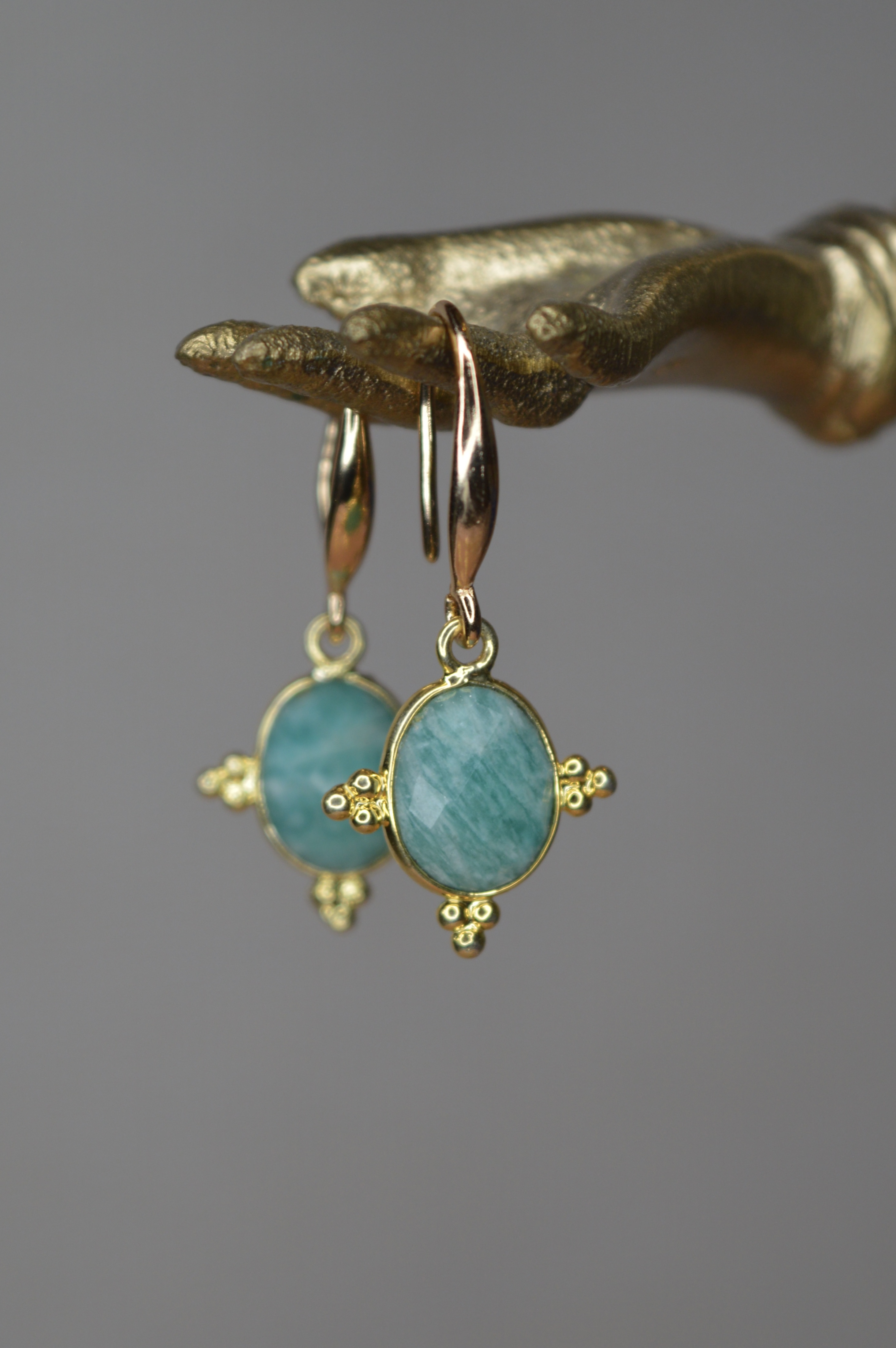 Sona Rani Amazonite Earrings Gold Plated