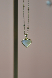 Parelmoer Hart Ketting - Gold Plated