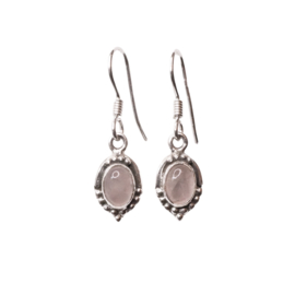 Rose Quartz Dotted Oval Earrings Sterling Silver Oorbellen