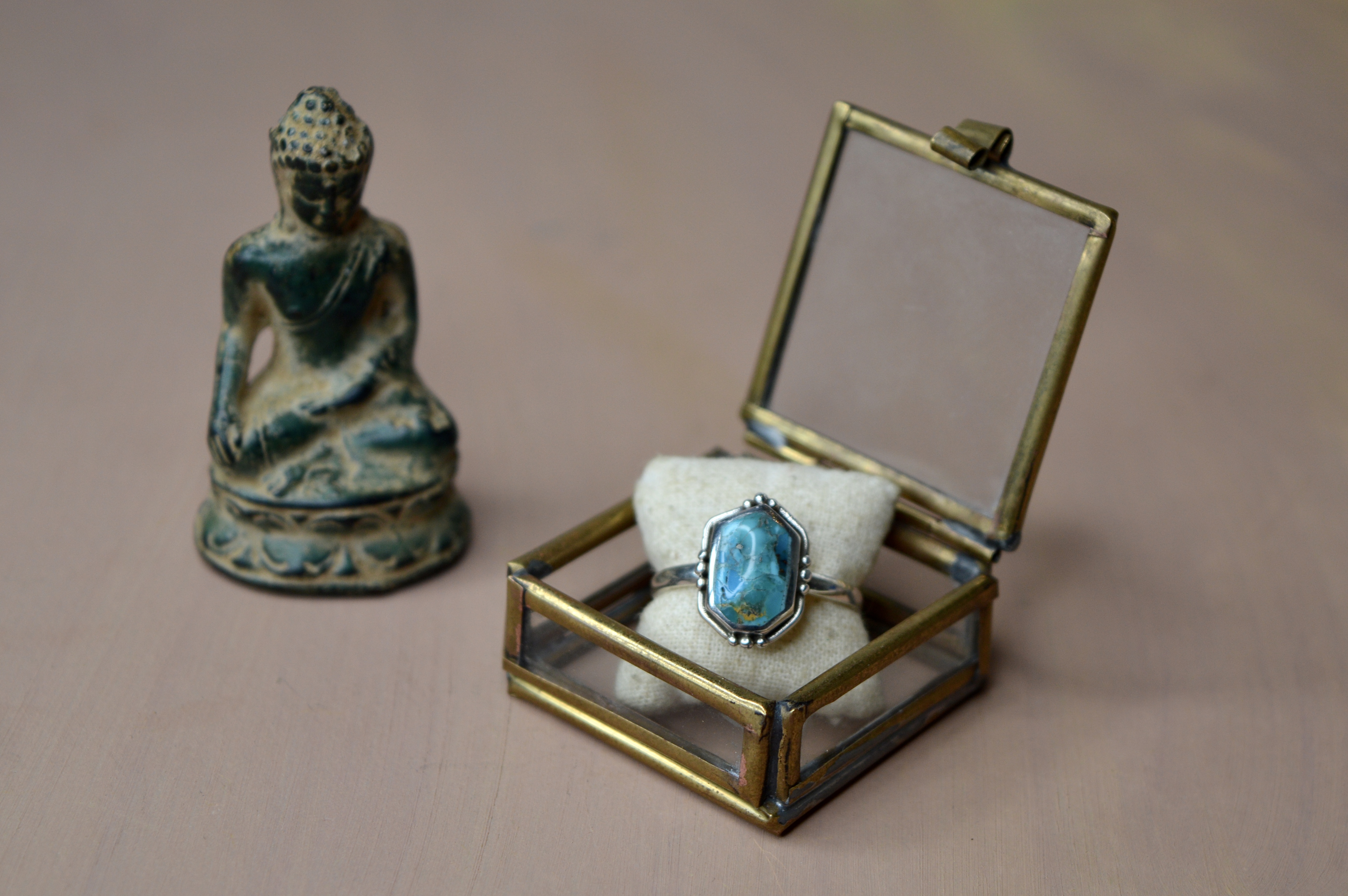 Native Mohave Turquoise Ring Sterling Silver