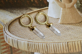 Crystal Arrow Point Gold Plated Earrings