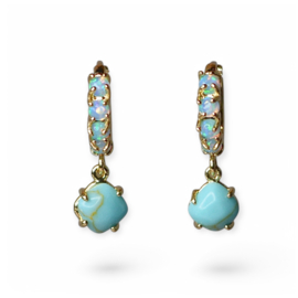Blue Opal & Turquoise Hoops Gold Plated