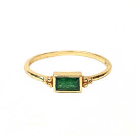Green Jade Baguette Ring Gold Vermeil / Muja Juma
