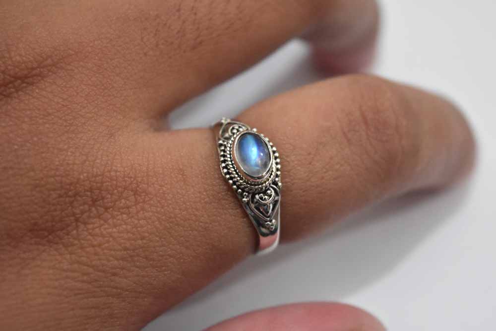 Oval Moonstone Nusa Ring Sterling Silver