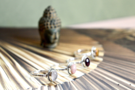 Braided Oval Rose Quartz Ring Sterling Silver