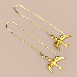 Brass Swallow Earchains