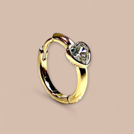 Zircon Heart Hoop Gold Plated