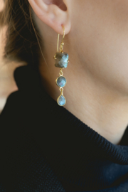 Lyani Labradoriet Oorbellen - Gold Plated