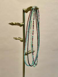 Multi Color Stone Necklace Sterling Silver