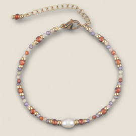 Mix Mineral & Pearl Bracelet Orange