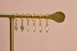 Rozenkwarts Oval Bali Oorbellen - Gold Plated