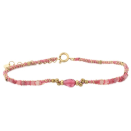 Beads & Cord Armband Roze